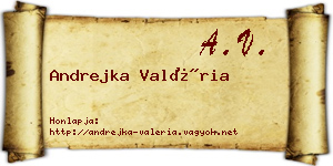 Andrejka Valéria névjegykártya